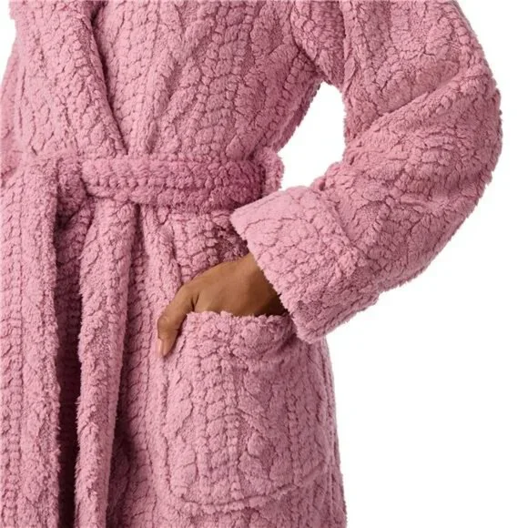 Room Service Women's Cable Knit Cozy Wrap Robe with Pockets - Picture 5 of 7